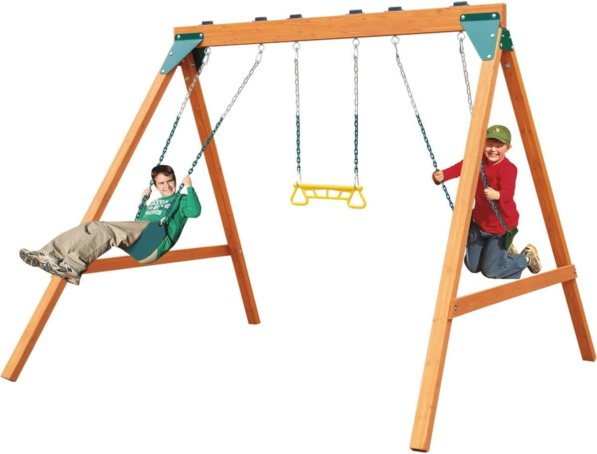 PB 8360 Ranger Wooden Swing Set with Swings, Brown (Amazon Exclusive)