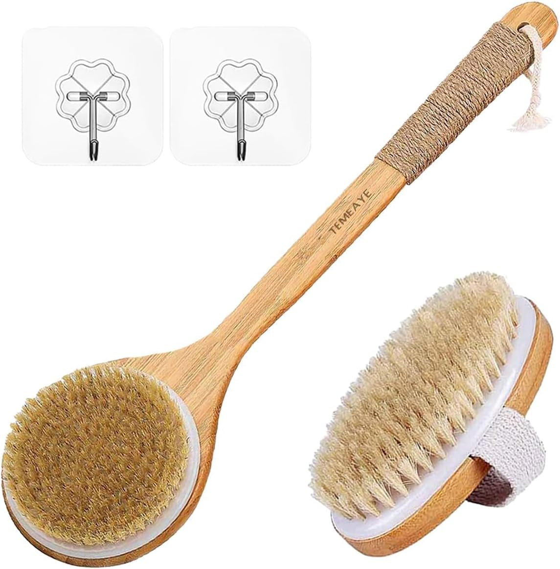 Dry Brushing Body Brush Sets Wooden Handle Combined with Medium Strength Natural Bristles Gentle Exfoliator Remove Cellulite Lymphatic Drainage Makes the Skin of the Entire Body Softer