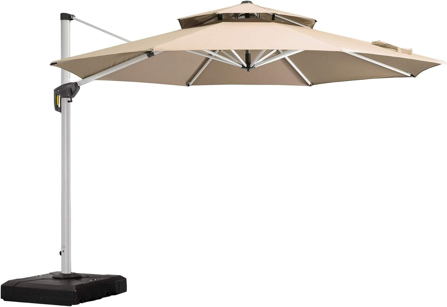 11 Feet Patio Umbrella Outdoor round Umbrella Large Cantilever Umbrella Windproof Offset Umbrella Heavy Duty Sun Umbrella for Garden Deck Pool Patio, Beige