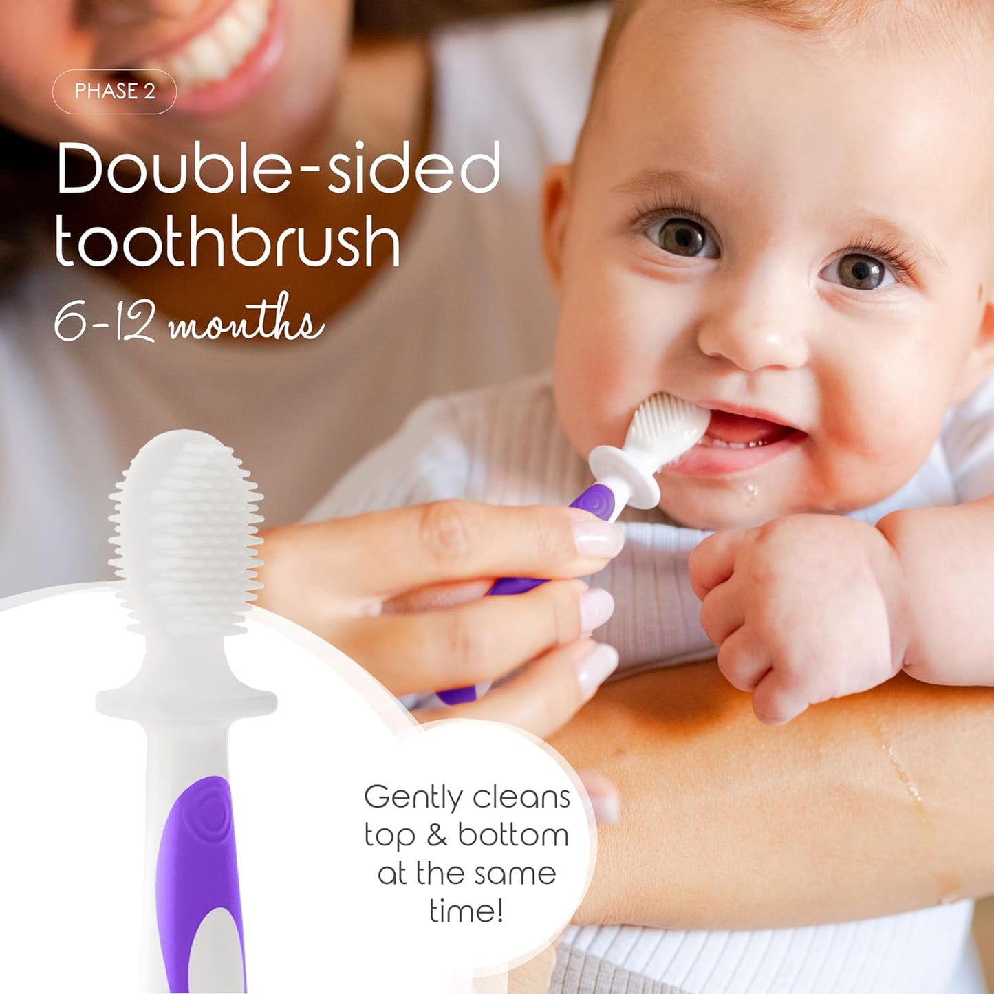 Award-Winning Baby Toothbrush Set (3-24 Months) - 3-Pack Baby Finger Toothbrush, Training Toothbrush & Toddler Toothbrush - Bpa-Free Baby First Toothbrush Set (Purple)