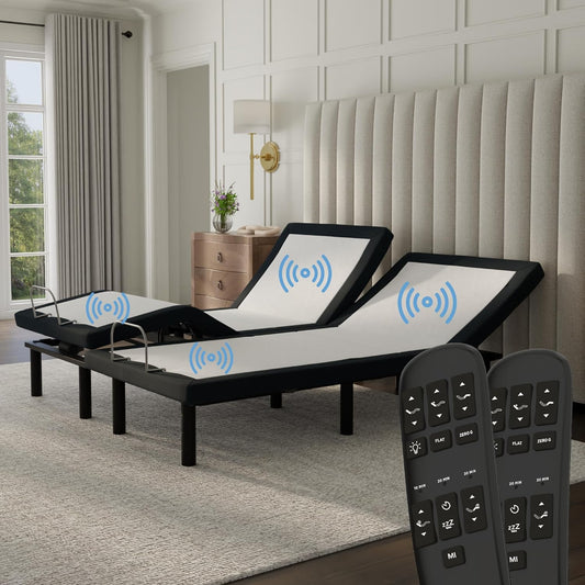 Split King E4 Adjustable Bed Base Frame with Zero Gravity, Massage, Anti-Snore, Dual USB Charging, under Bed Nightlight