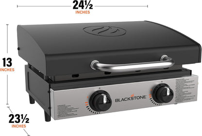 1813 Original 22” Tabletop Griddle with Hood and Stainless Steel Front Plate, Powder Coated Steel, Black