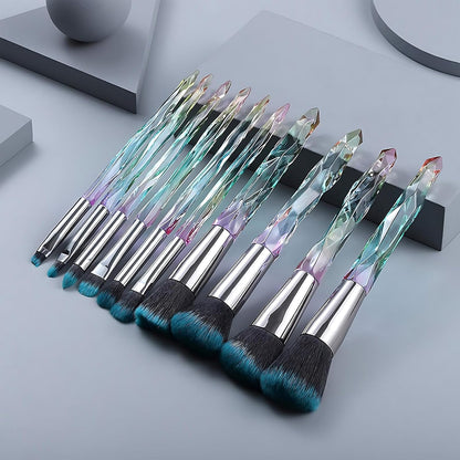 Makeup Brushes Set, 10PCS Crystal Makeup Brushes Premium Synthetic Powder Foundation Concealer Eye Shadow Brush, Professional Face Eye Make up Brushes for Girls Women