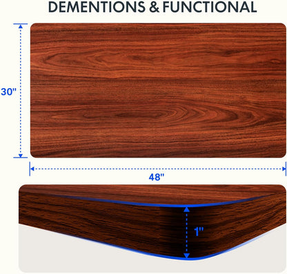 EN2 Whole-Piece Standing Desk with Clamp Power Strip, 48 X 30'' Height Adjustable Electric Stand up Desk with Cable Management (Gray Frame + Mahogany Top, 2 Packages)