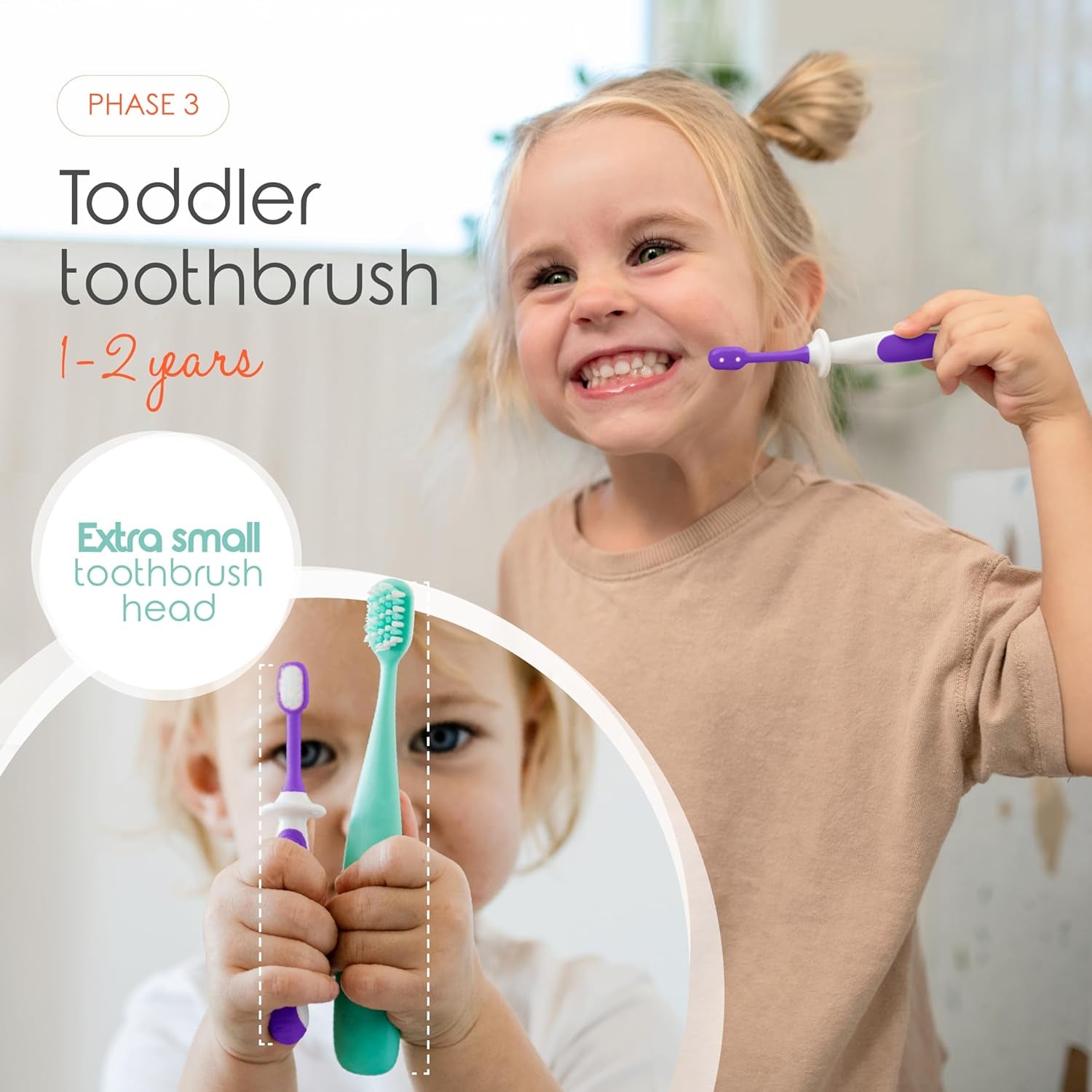 Award-Winning Baby Toothbrush Set (3-24 Months) - 3-Pack Baby Finger Toothbrush, Training Toothbrush & Toddler Toothbrush - Bpa-Free Baby First Toothbrush Set (Purple)