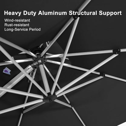 11 Feet Patio Umbrella Outdoor round Umbrella Large Cantilever Umbrella Windproof Offset Umbrella Heavy Duty Sun outside Umbrella for Patio, Black