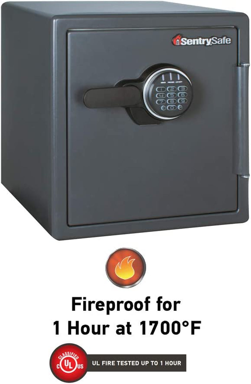 Black Fireproof Safe with Digital Push Button Keypad, Home Safe for Money, Documents, and Other Valuables, 1.23 Cubic Feet, SF123ES