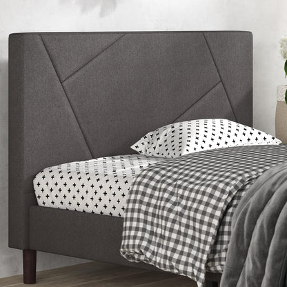 Judy Upholstered Platform Bed Frame, Mattress Foundation, Wood Slat Support, No Box Spring Needed, Easy Assembly, Queen