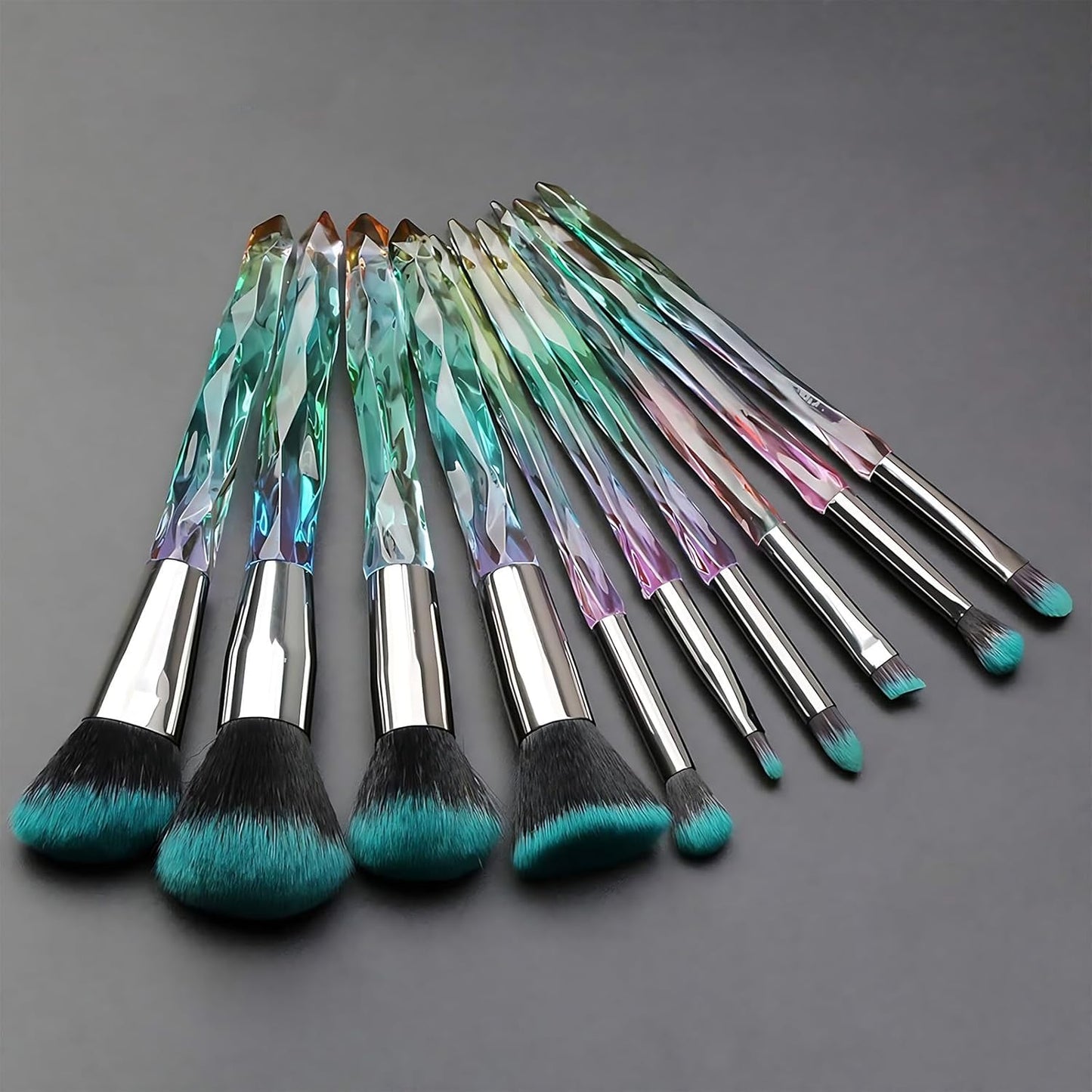 Makeup Brushes Set, 10PCS Crystal Makeup Brushes Premium Synthetic Powder Foundation Concealer Eye Shadow Brush, Professional Face Eye Make up Brushes for Girls Women