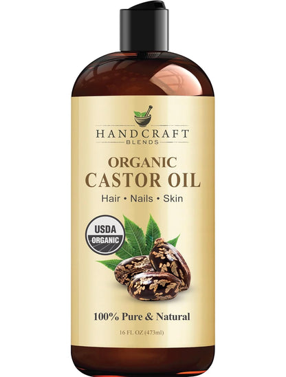 Organic Castor Oil - 16 Fl Oz - 100% Pure and Natural - Premium Grade Carrier Oil for Hair Growth, Eyelashes and Eyebrows - Hair and Body - Expeller-Pressed & Hexane-Free