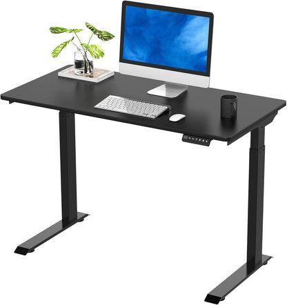 Essential Standing Desk Quick Install 48 X 24 Inches Whole-Piece Desk Board Electric Height Adjustable Desk with Memory Controller(Black Frame + 48" Black Top)