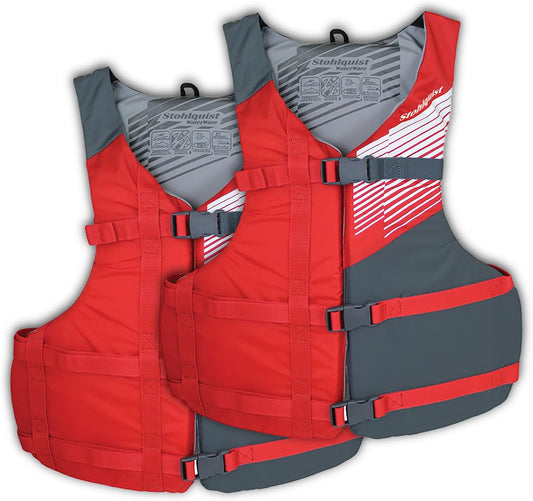 Universal Fit Adult Life Jacket PFD (2 and 4 Pack) Coast Guard Approved for Men and Women 90+ Lbs, Lightweight Neoprene and Adjustable, Ideal for Boating, Kayaking & Water Sports