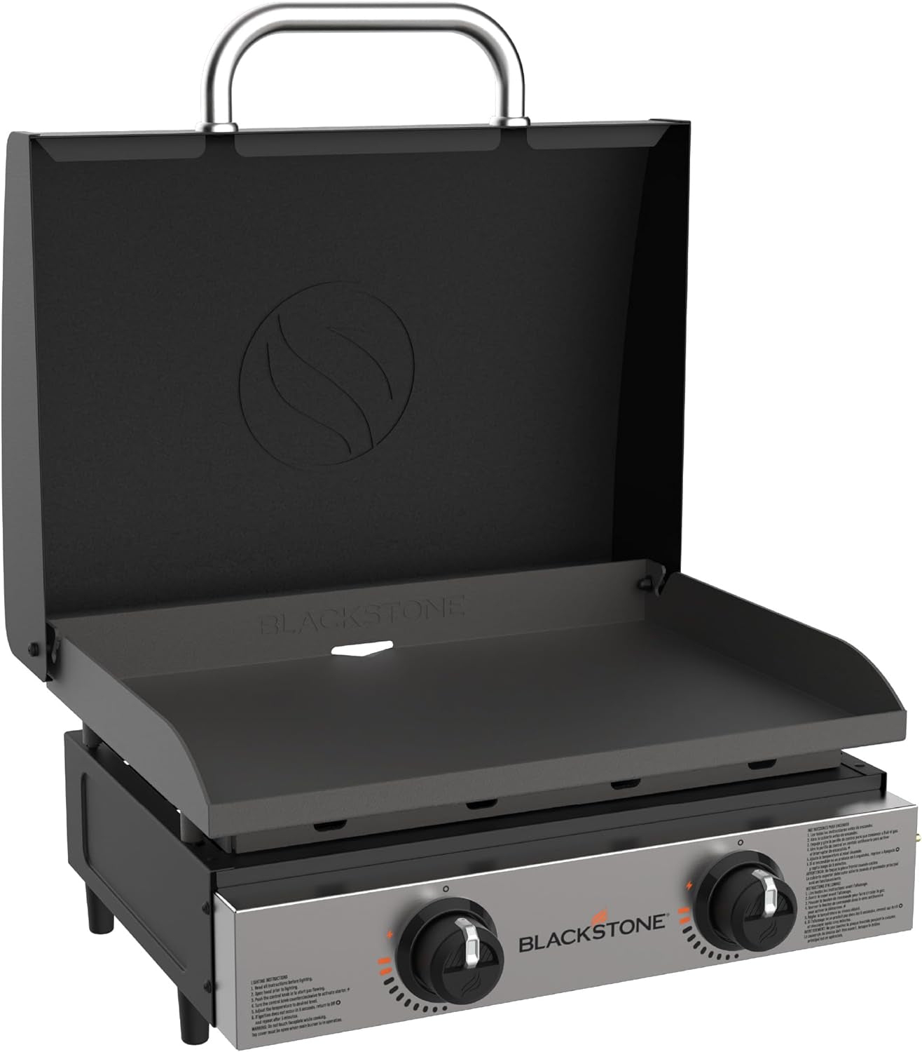 1813 Original 22” Tabletop Griddle with Hood and Stainless Steel Front Plate, Powder Coated Steel, Black