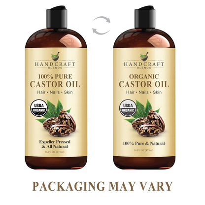 Organic Castor Oil - 16 Fl Oz - 100% Pure and Natural - Premium Grade Carrier Oil for Hair Growth, Eyelashes and Eyebrows - Hair and Body - Expeller-Pressed & Hexane-Free