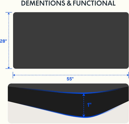 EN2 Whole-Piece Standing Desk with Clamp Power Strip, 55 X 28” Electric Stand up Height Adjustable Desk with Cable Management (Black Frame + 55" Black Top, 2 Packages)